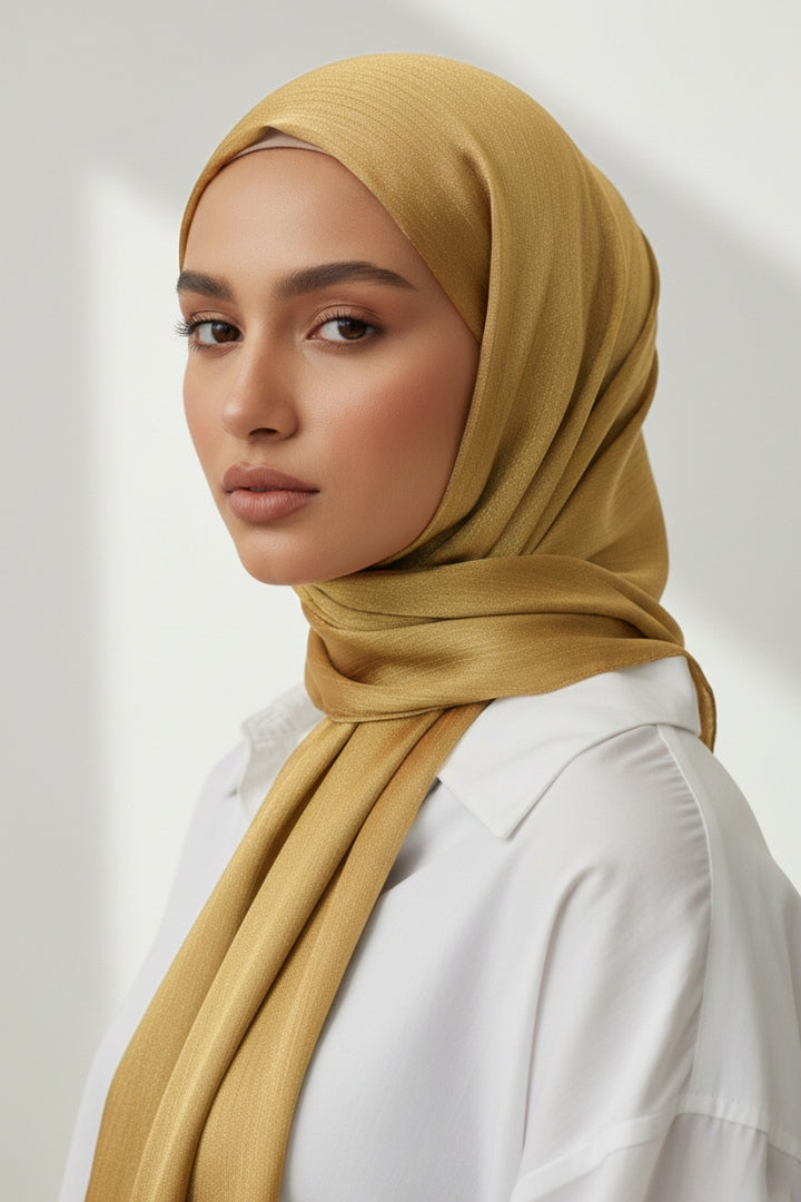 Crinkle Chiffon Hijab - Gold (Shimmer)