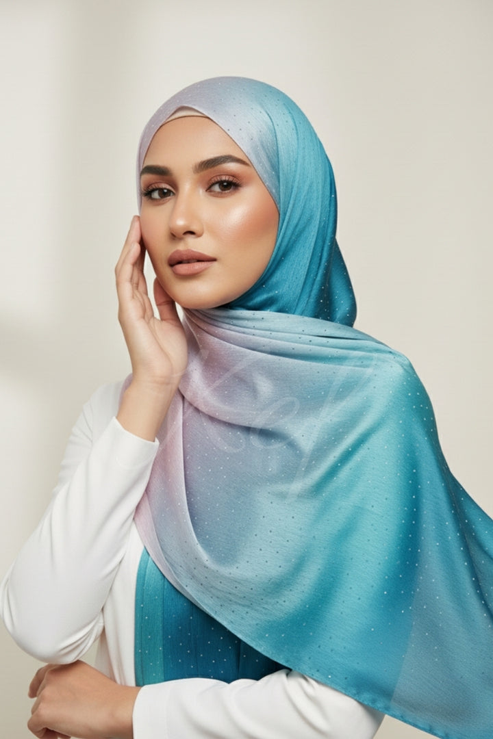 Ombre Satin Silk - Teal Pink