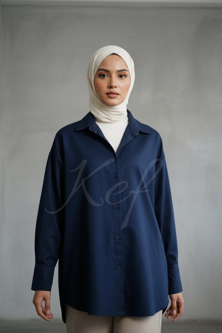 Classic Modest - Navy Blue Shirt