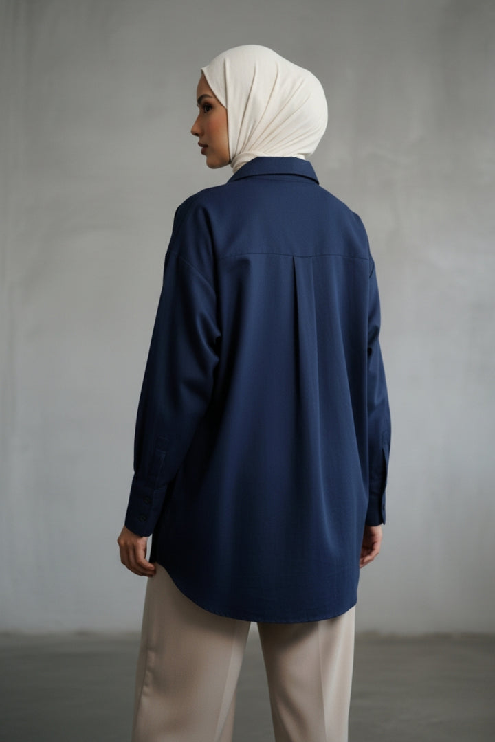 Classic Modest - Navy Blue Shirt