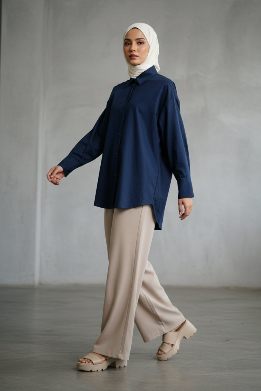 Classic Modest - Navy Blue Shirt