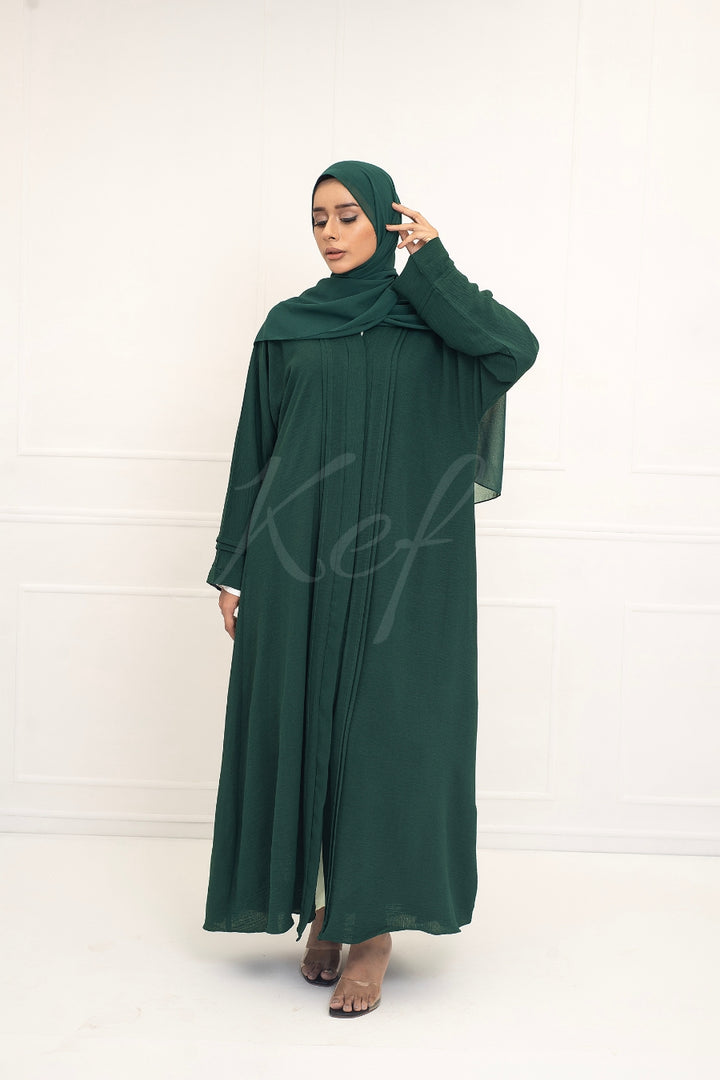 Pleated Dark Green Abaya