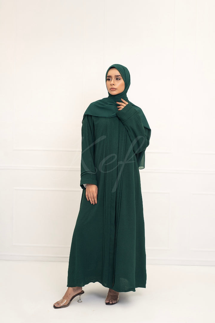 Pleated Dark Green Abaya