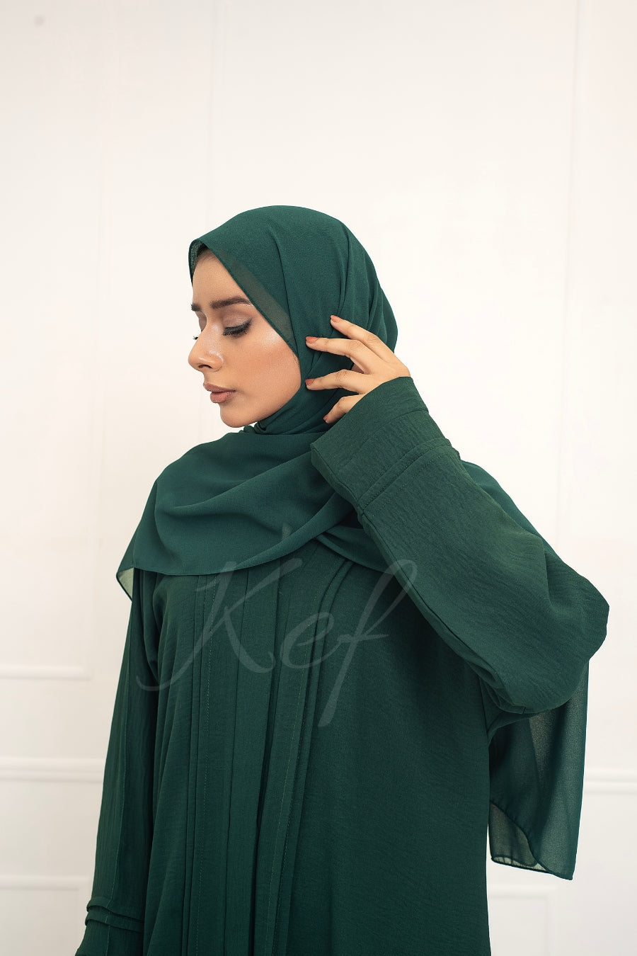 Pleated Dark Green Abaya