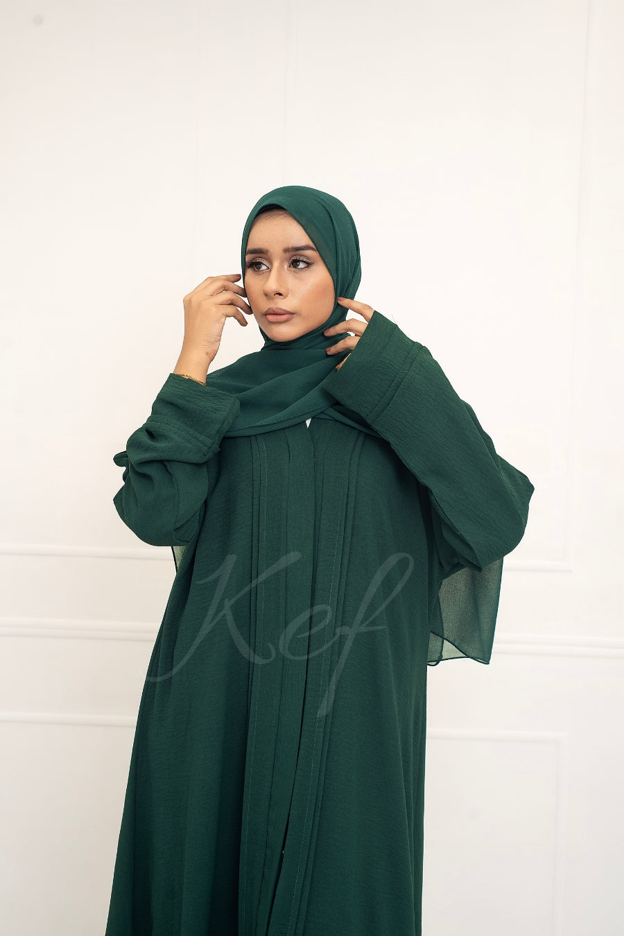Pleated Dark Green Abaya