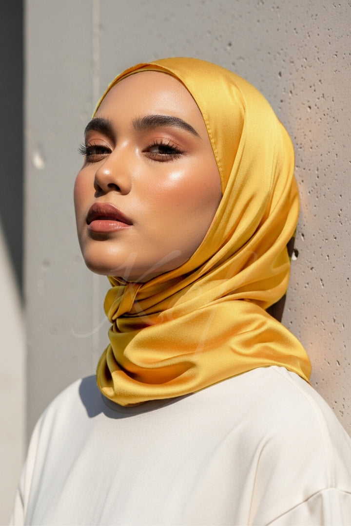 Plain Silk Hijab - Amber