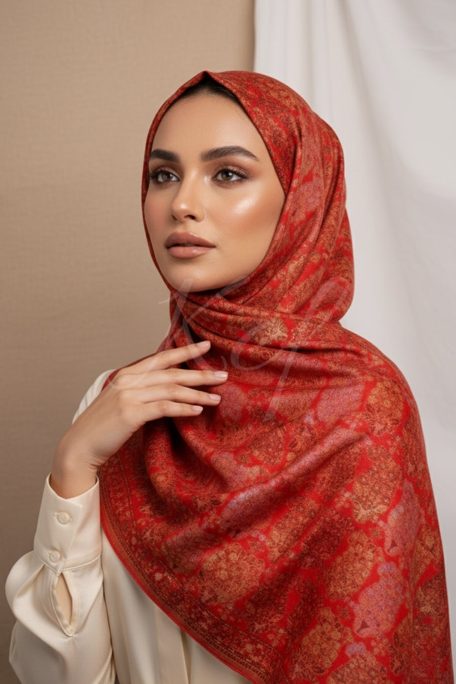 Printed Cashmere Echo Hijab - Autum Rust