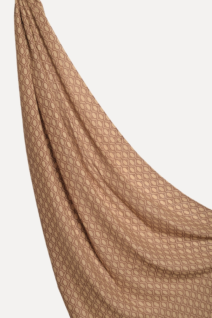Grid Printed Lawn - Beige