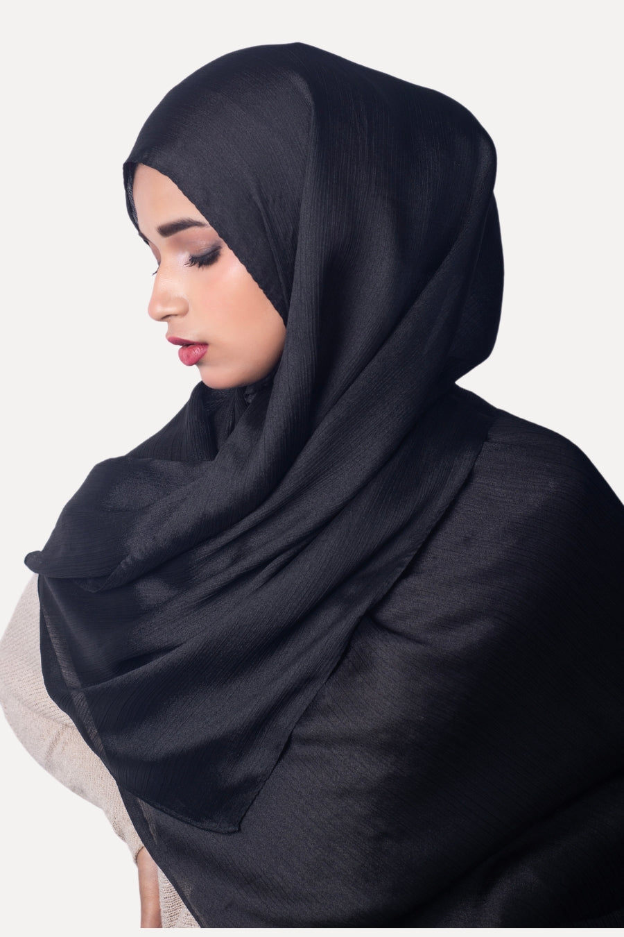 Crinkle Chiffon Hijab - Black (Shimmer)
