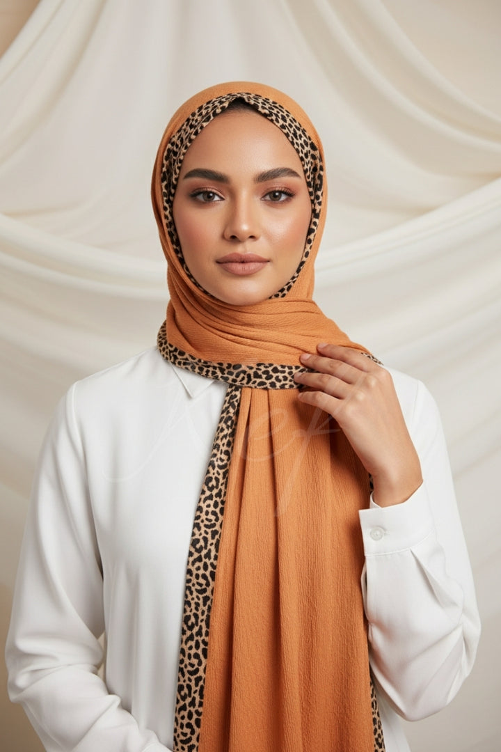 Pleated Crinkle Hijab - Camel