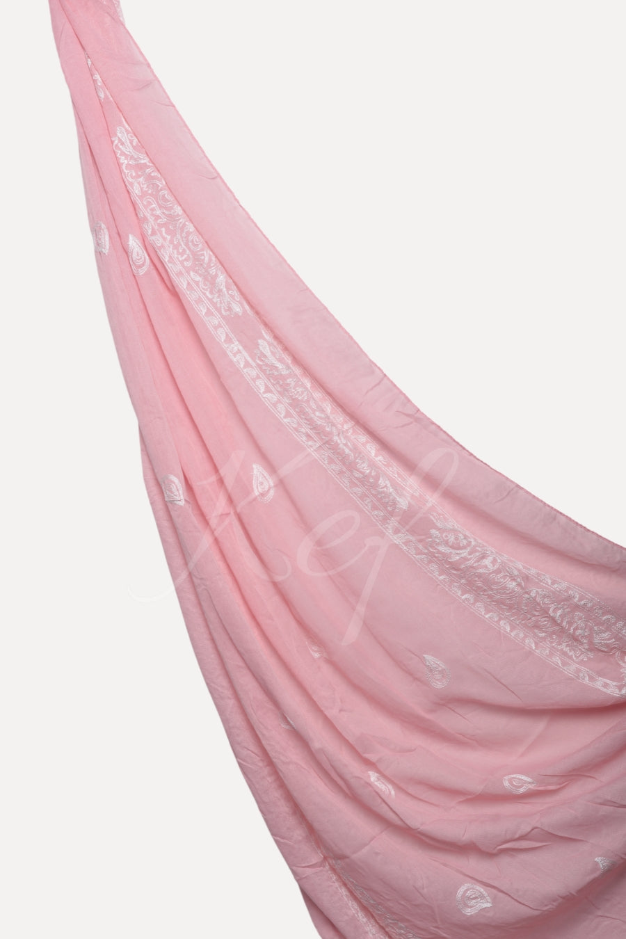 Stripe Embroidery Lawn Hijab - Candy Pink