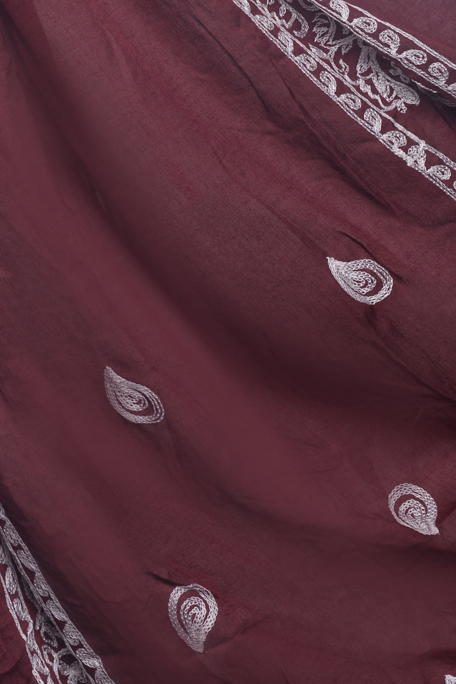 Stripe Embroidery Lawn Hijab - Cape Mortum