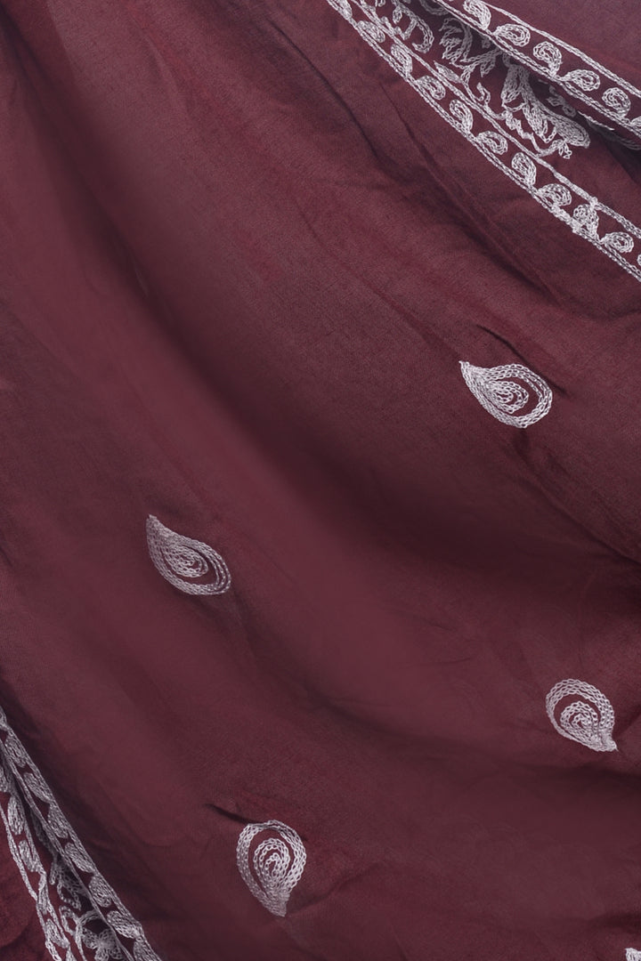 Stripe Embroidery Lawn Hijab - Cape Mortum