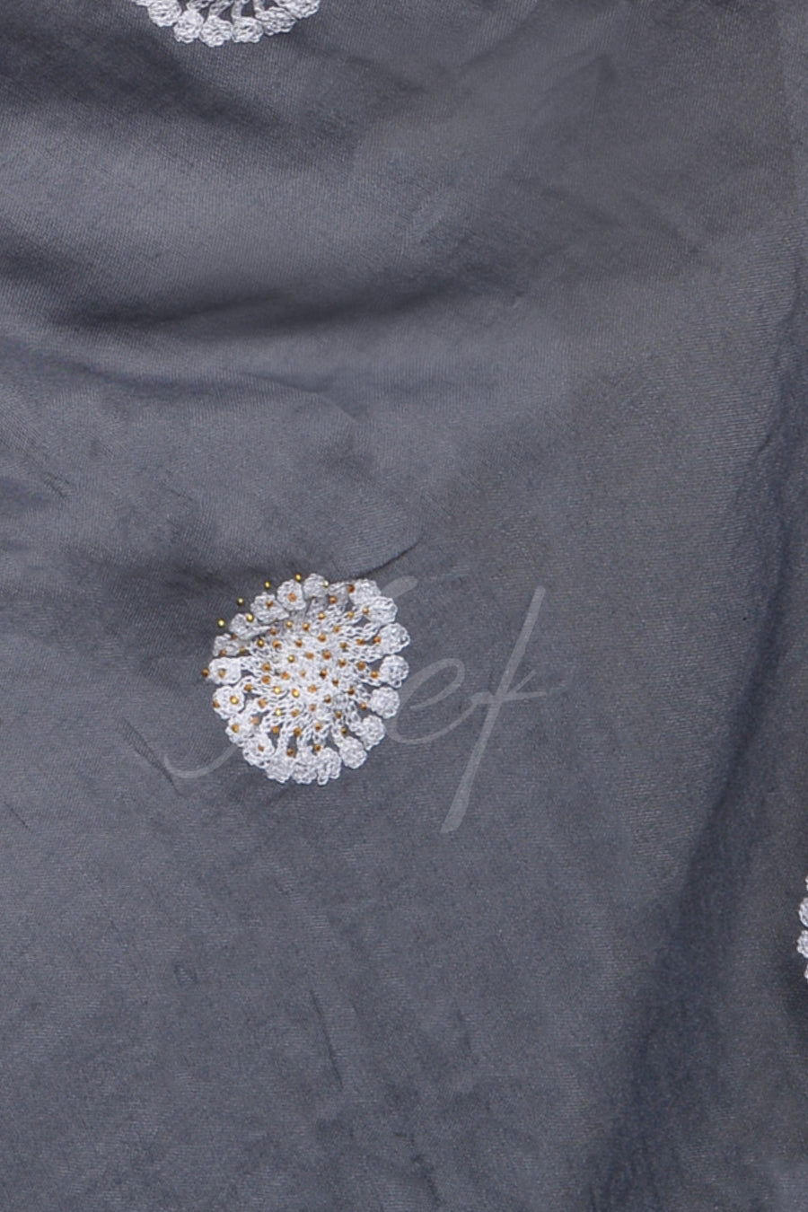 Circle Embroidery Lawn - Charcoal Grey