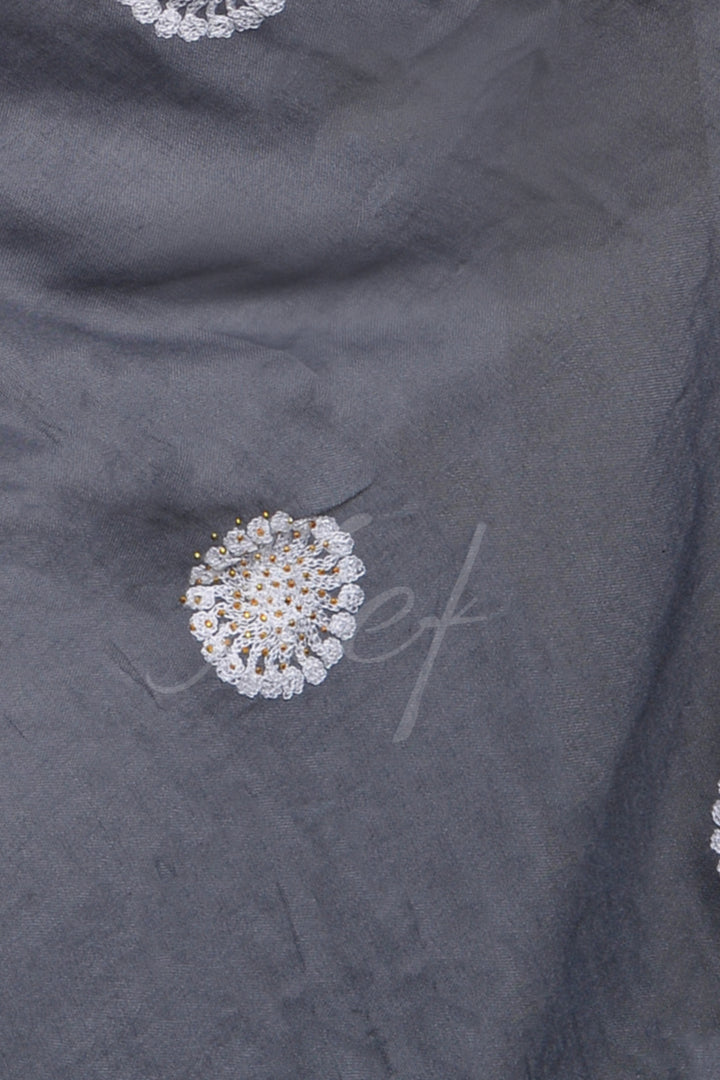 Circle Embroidery Lawn - Charcoal Grey