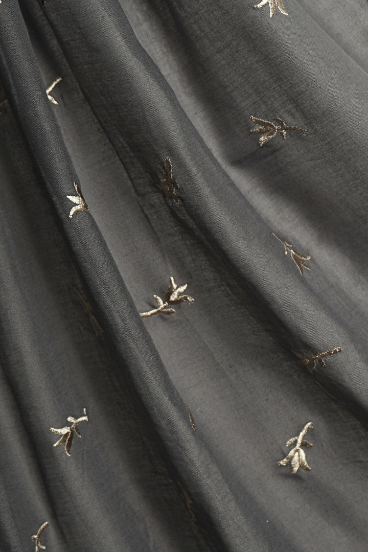 Grace Embroidery Lawn Hijab - Charcoal Grey