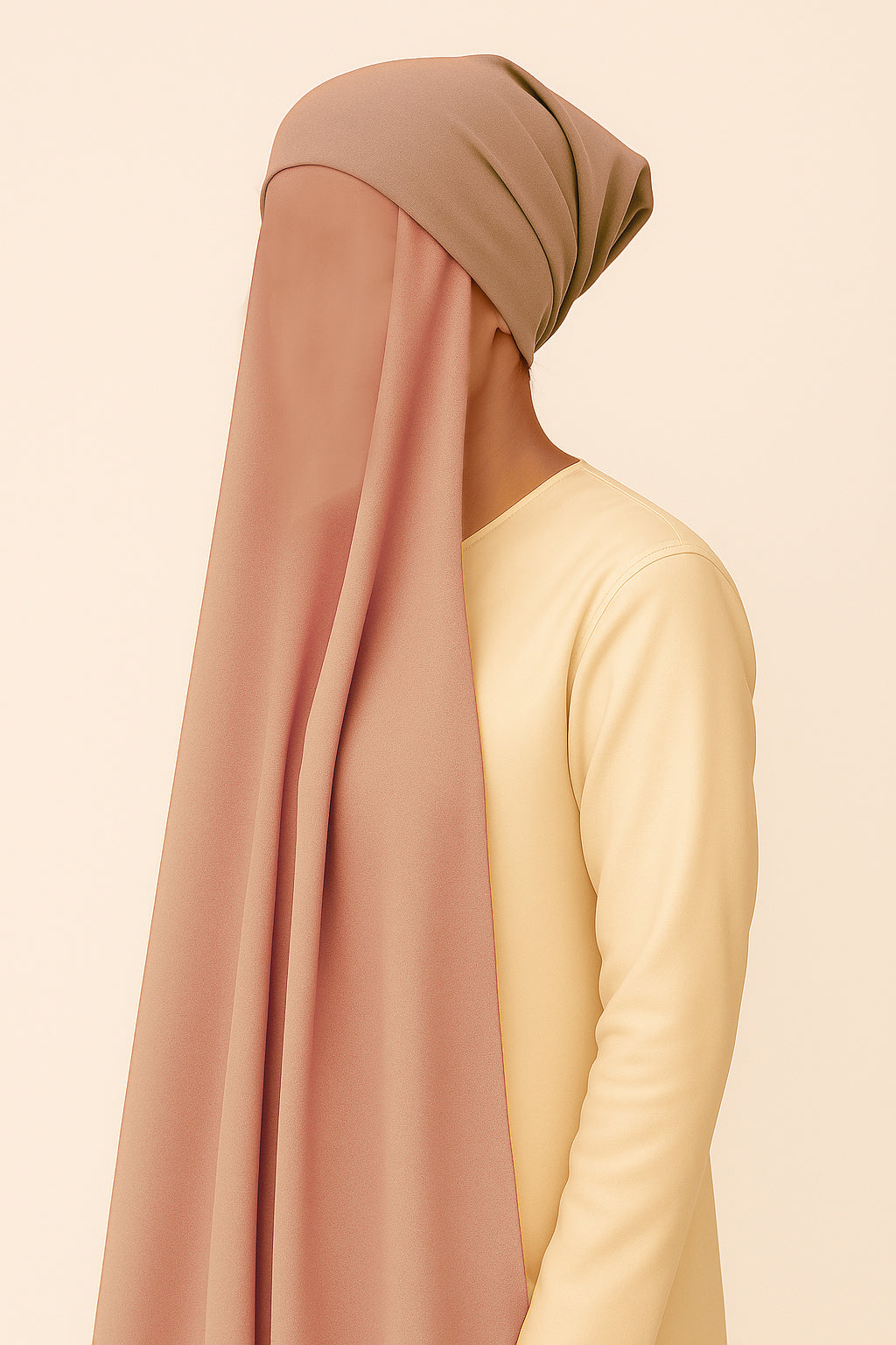 Instant Georgette with Cap - Peach