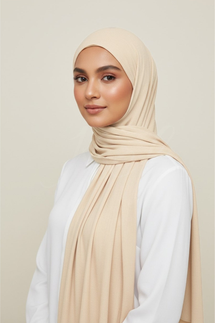Bamboo Jersey Hijab - Cream