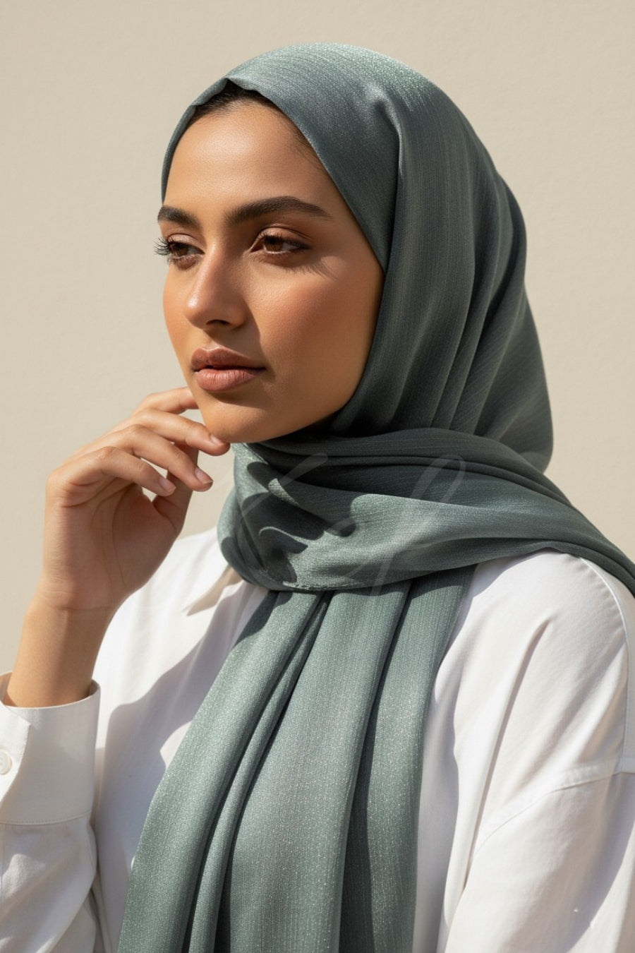 Crinkle Chiffon Hijab - Dark Grey (Shimmer)