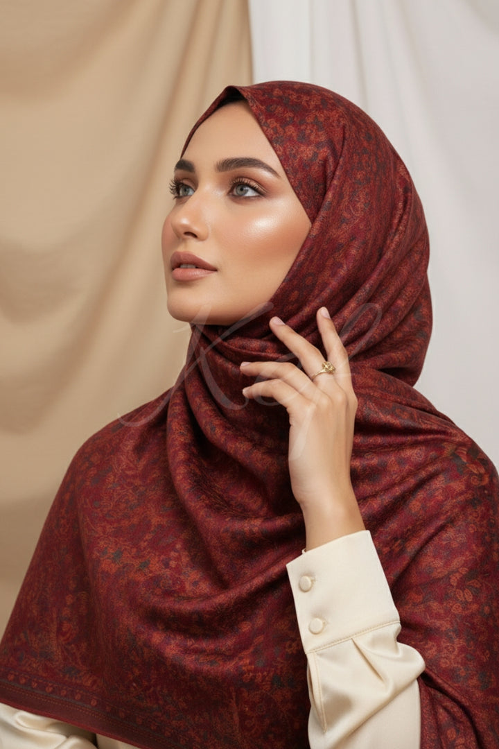 Printed Cashmere Memoir Hijab - Essence of Elegance