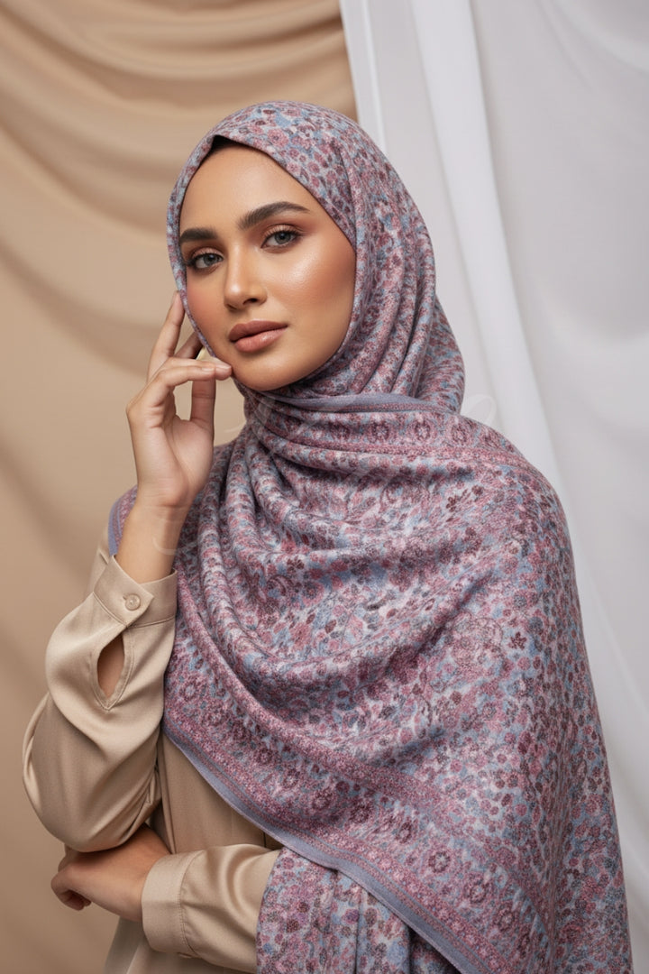 Printed Cashmere Memoir Hijab - Fabled Wraps