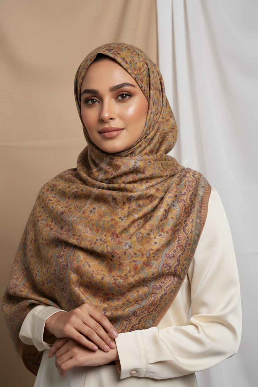 Printed Cashmere Twilight Hijab - Golden Threads