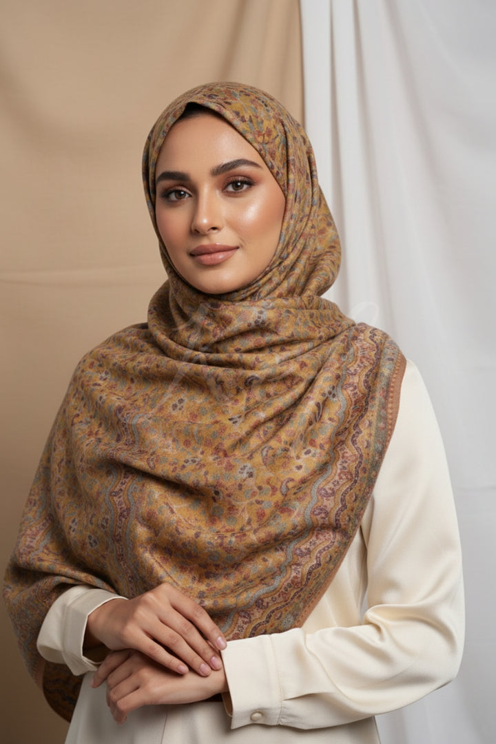 Printed Cashmere Twilight Hijab - Golden Threads