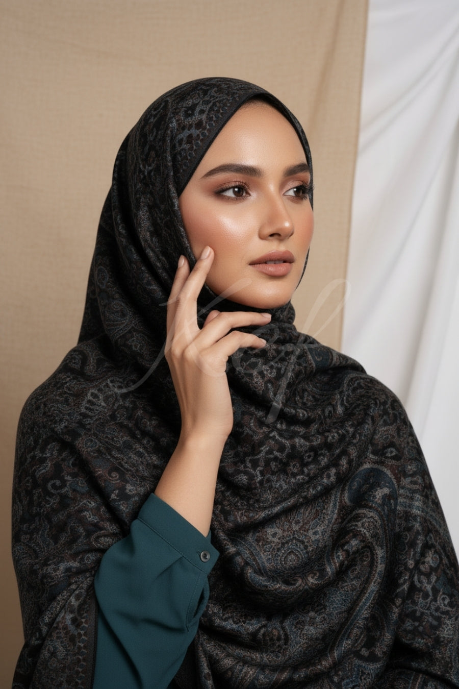 Printed Cashmere Nobel Hijab - Kashmiri Tale