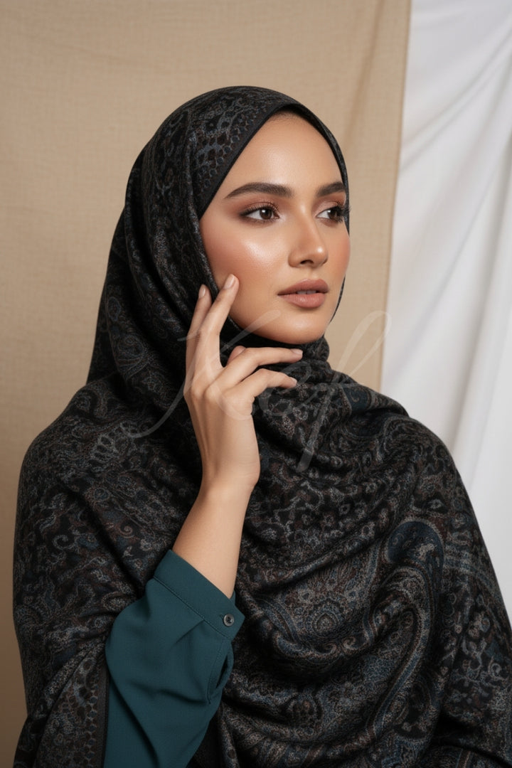 Printed Cashmere Nobel Hijab - Kashmiri Tale