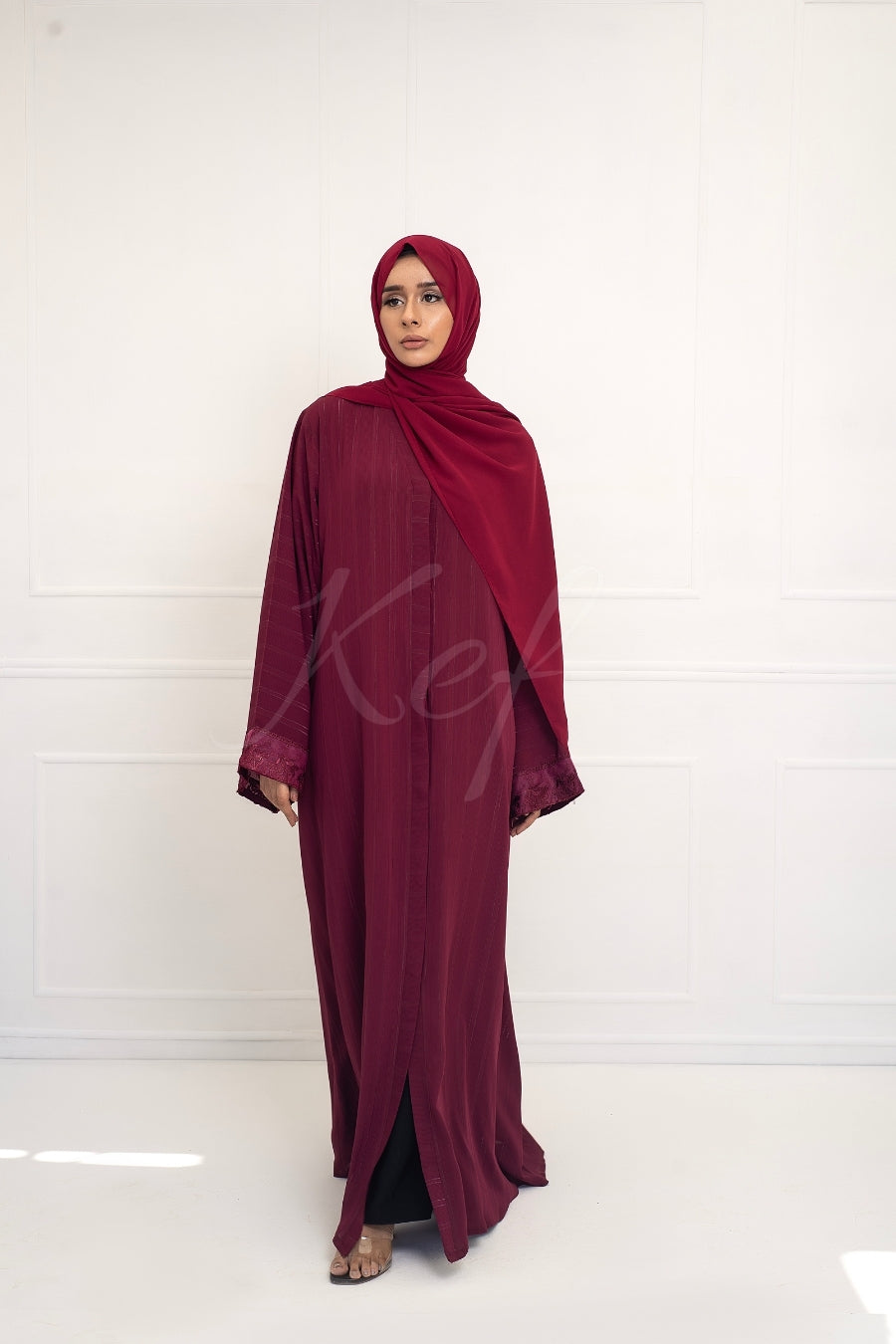 Laced wine Abaya