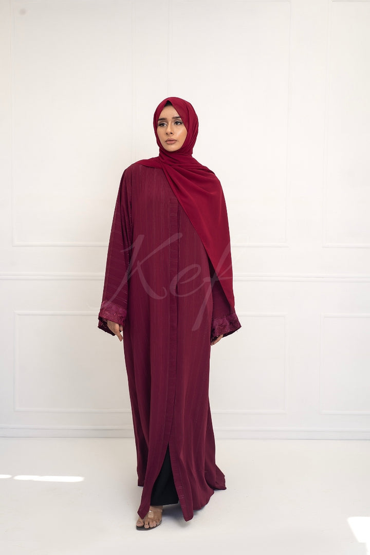 Laced wine Abaya