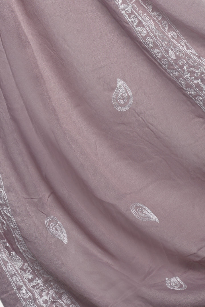 Stripe Embroidery Lawn Hijab - Lavender