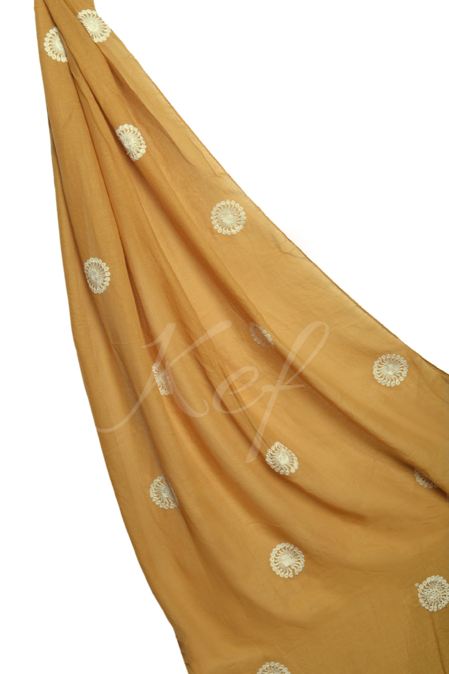 Circle Embroidery Lawn - Mustard