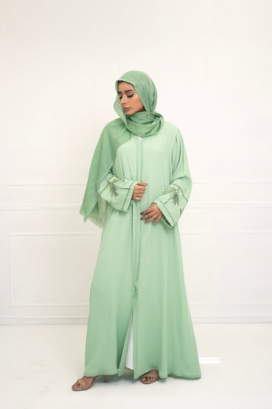 Pine Embroidered Abaya