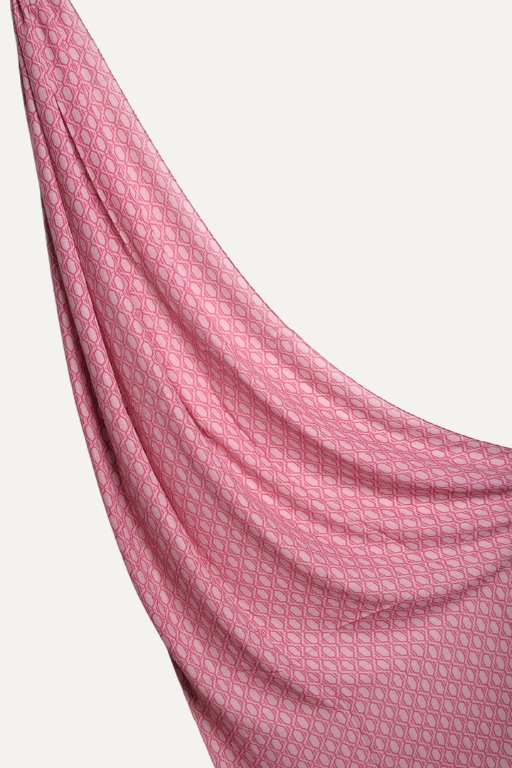 Grid Printed Lawn - Pink