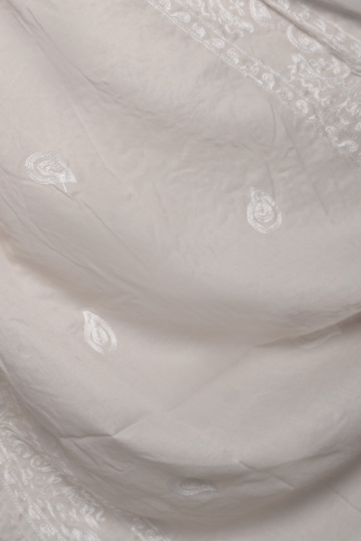 Stripe Embroidery Lawn Hijab - Platinum