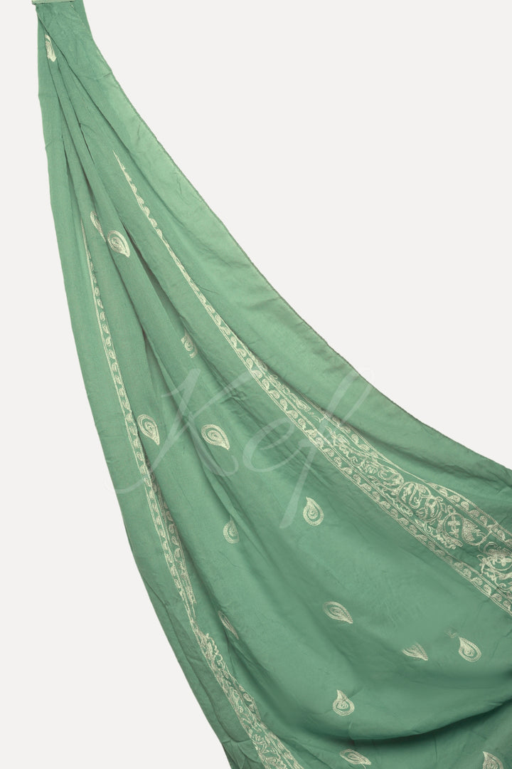 Stripe Embroidery Lawn Hijab - Sage