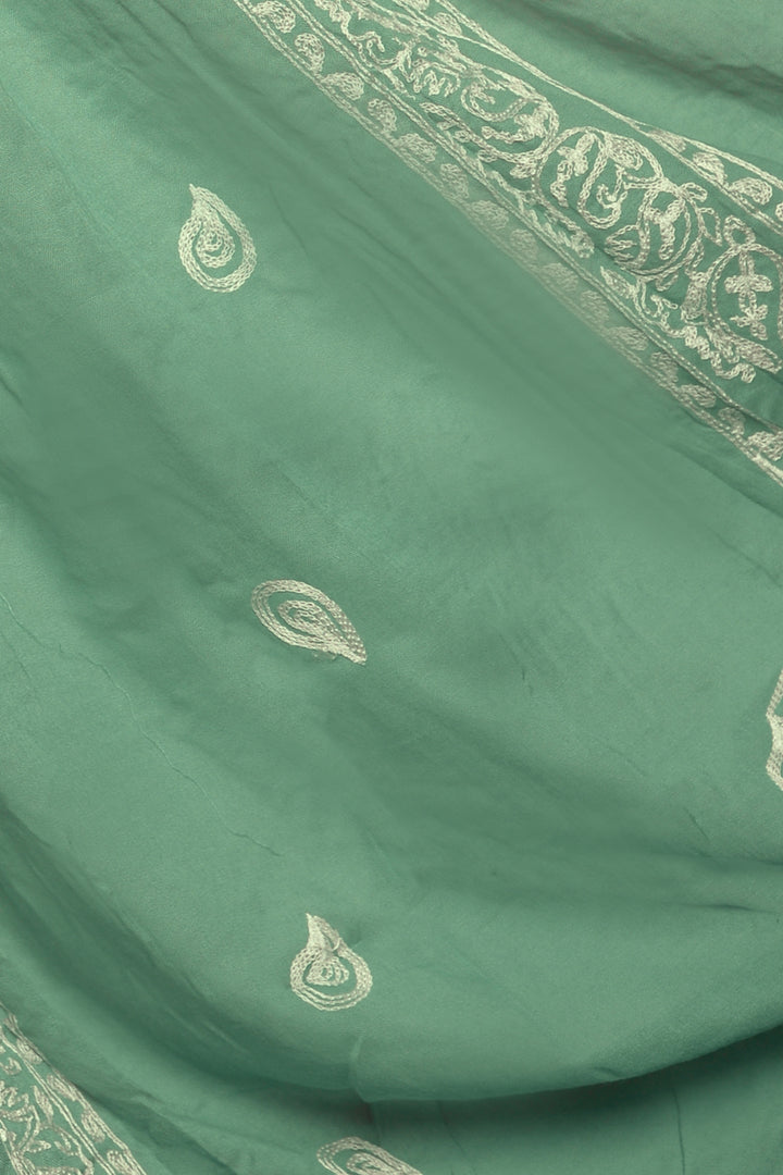 Stripe Embroidery Lawn Hijab - Sage