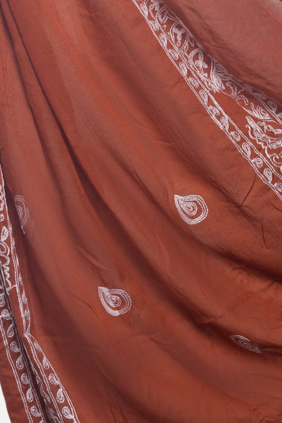 Stripe Embroidery Lawn Hijab - Tan