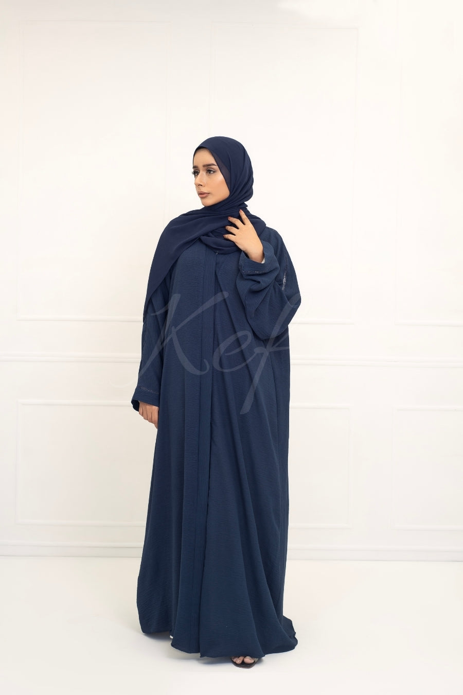 Textured Navy Blue Abaya