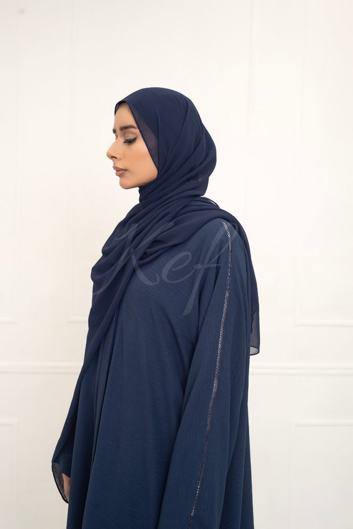 Textured Navy Blue Abaya