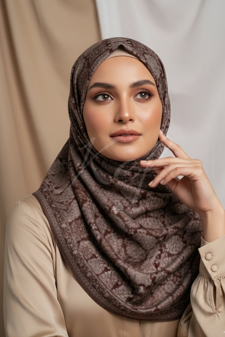 Printed Cashmere Echo Hijab - Vintage Bloom