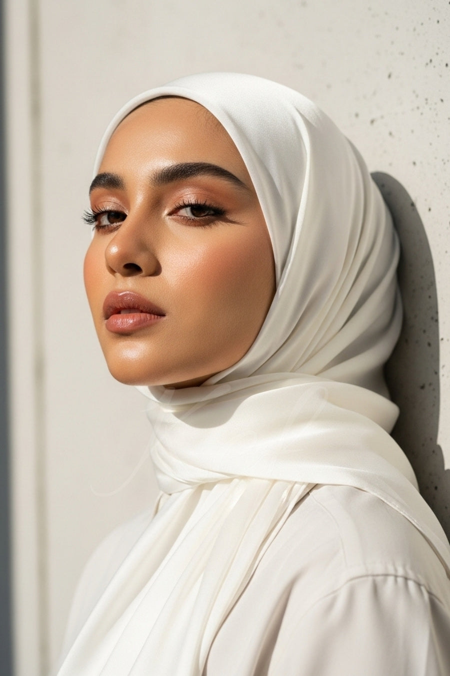 Plain Silk Hijab - White