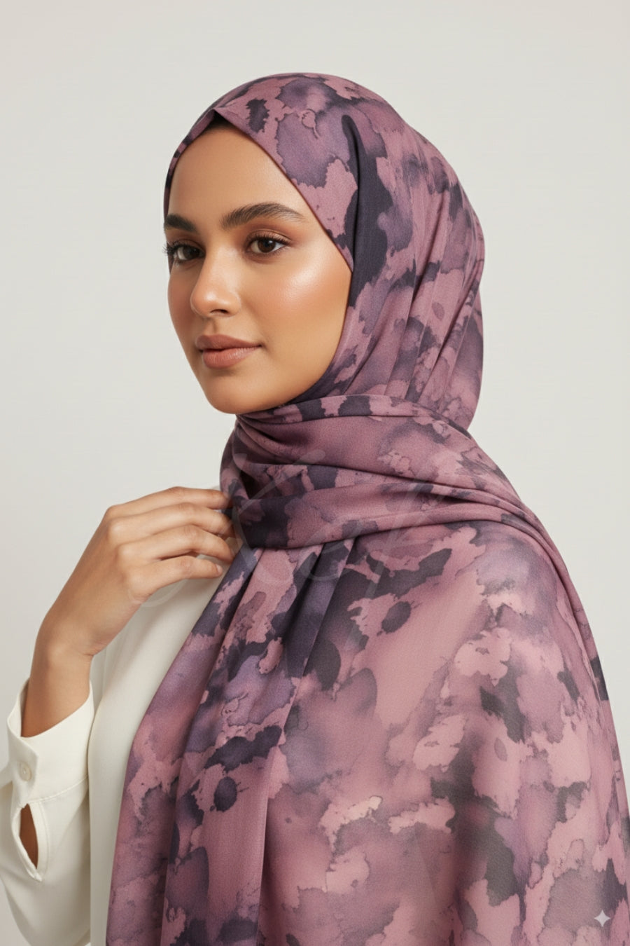 Printed Viscose Modal Hijab - Wild Lavender