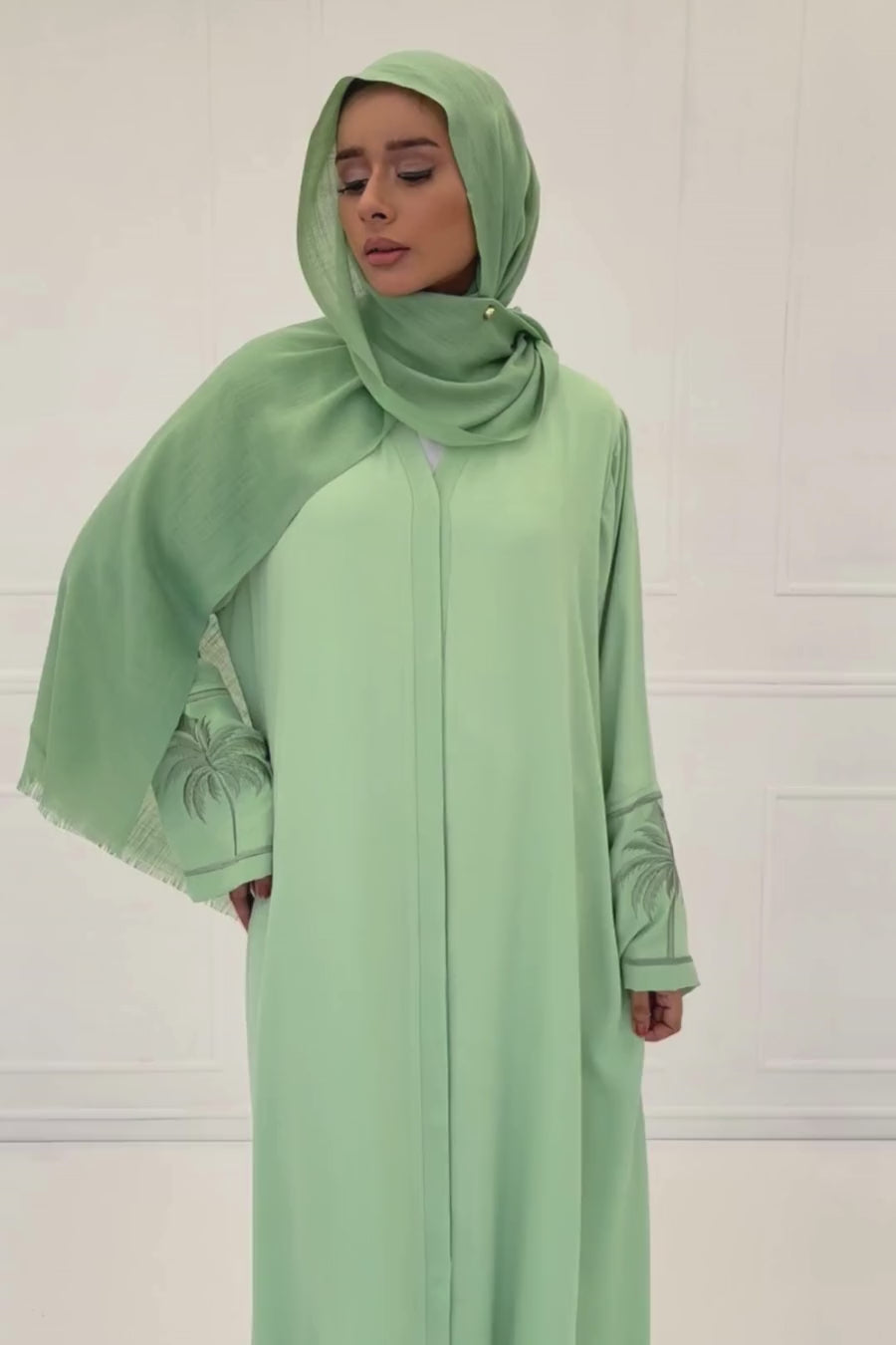 Pine Embroidered Abaya