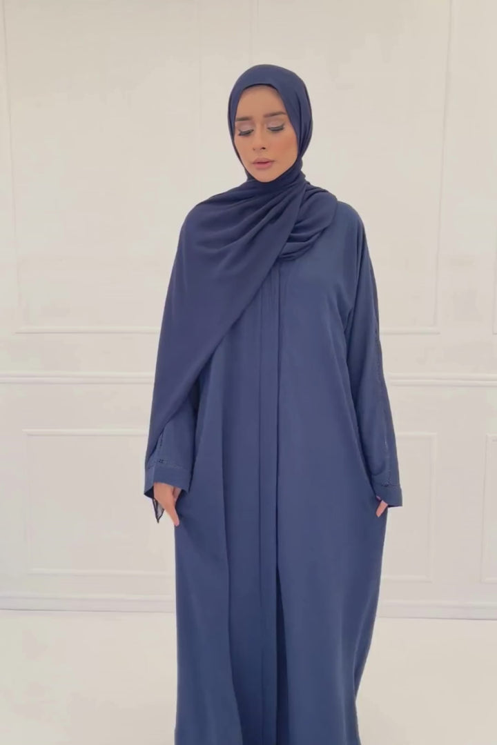 Textured Navy Blue Abaya