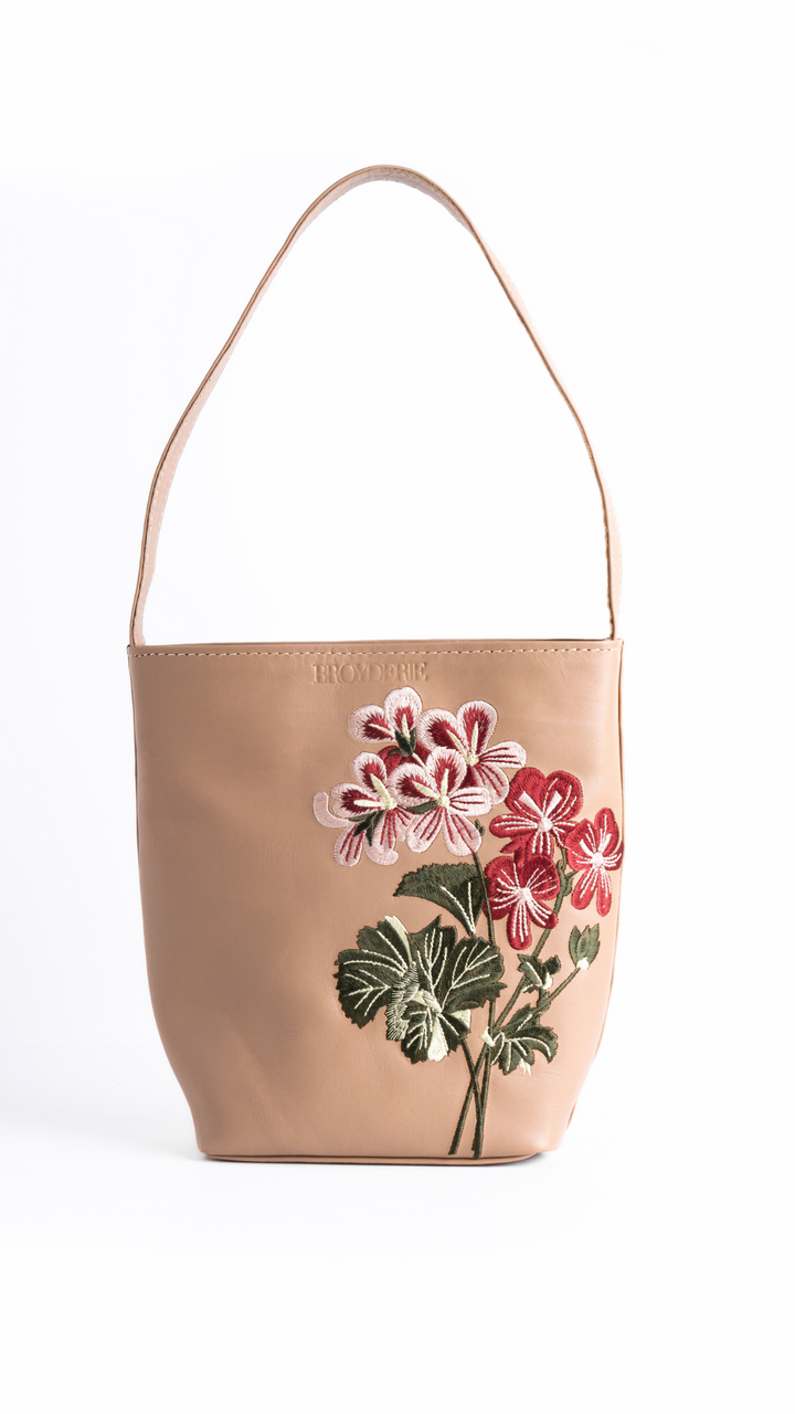 Nude Embroidered Bucket Bag