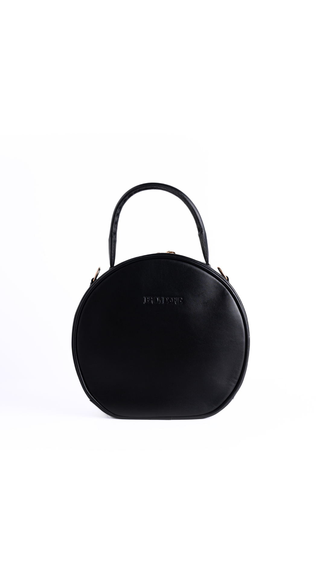 Round Leather Black Bag