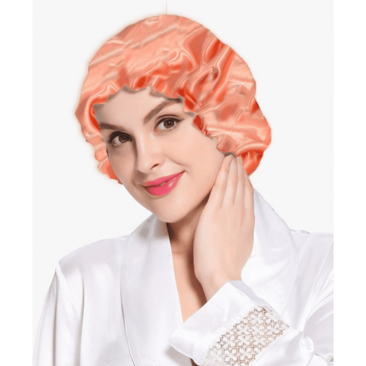 Satin Silk Salmon Pink Bonnet - Elva