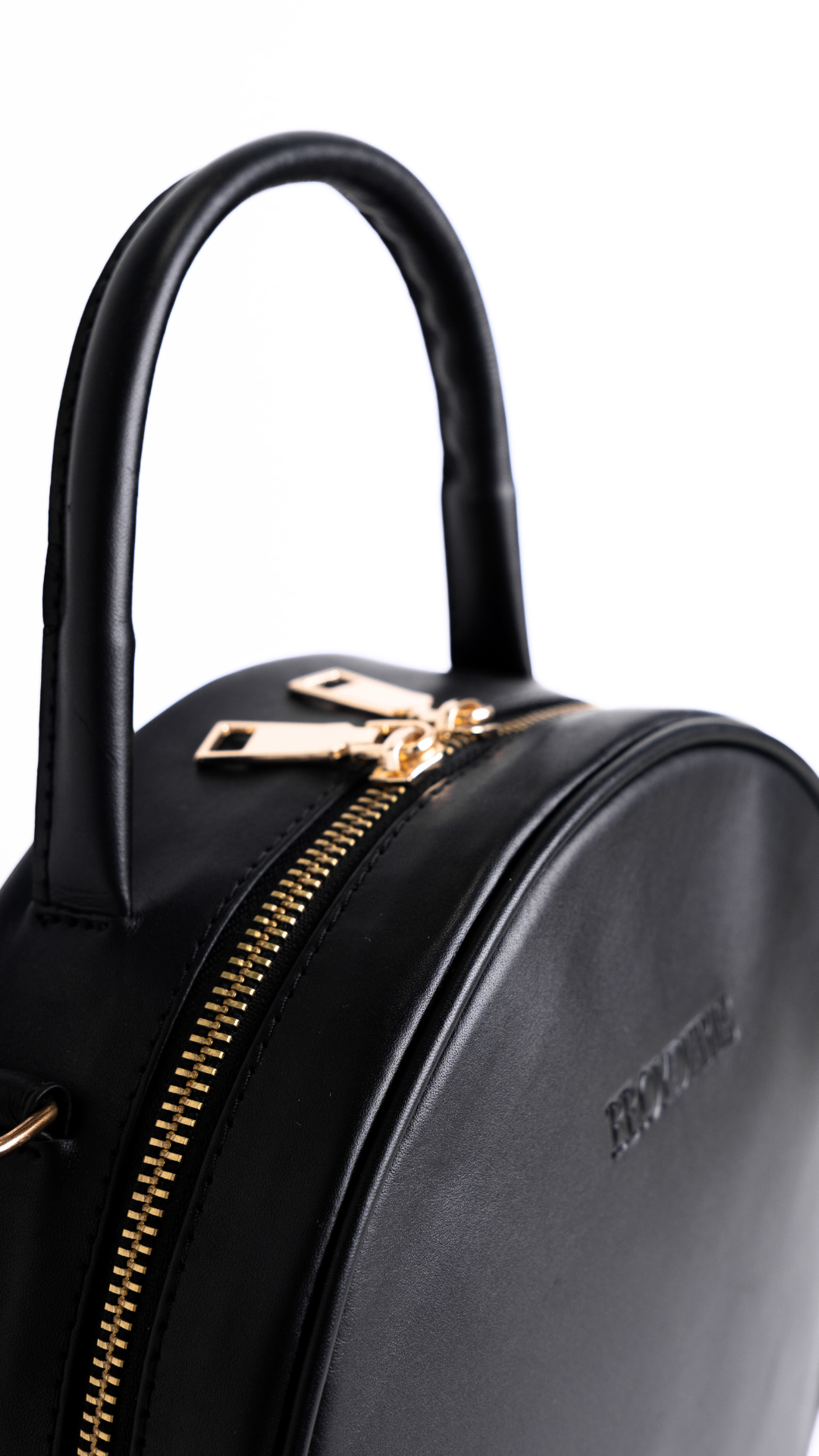 Round Leather Black Bag